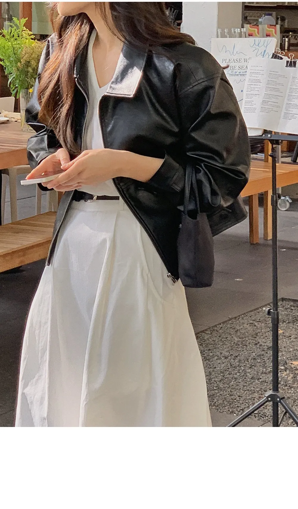 [LOVB] L-1418 카라넥 포켓 가죽 집업자켓