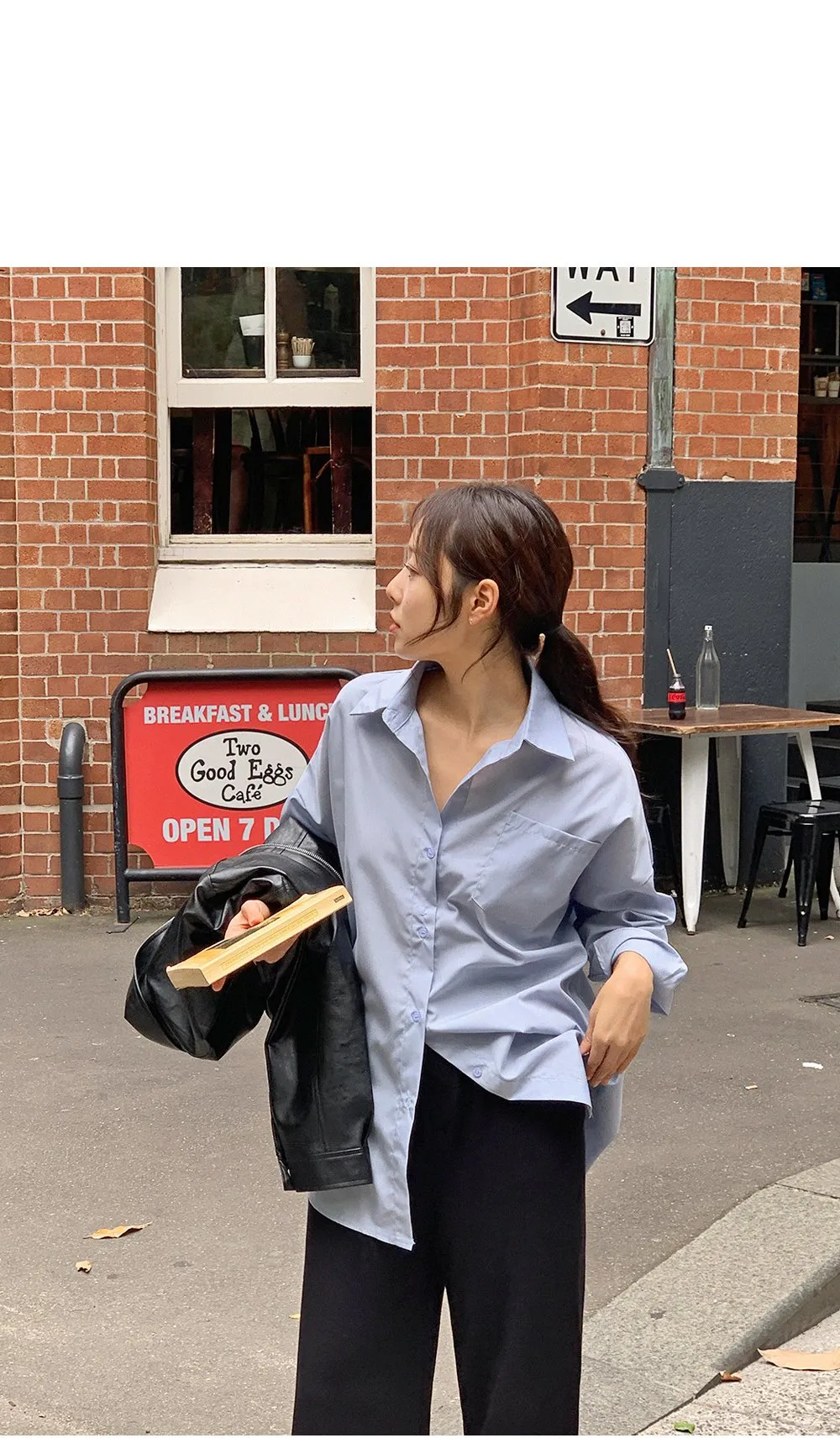 [LOVB] L-1418 카라넥 포켓 가죽 집업자켓