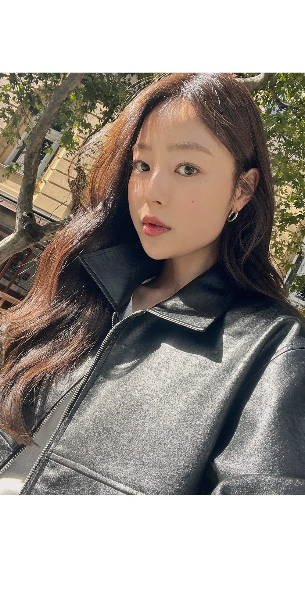 [LOVB] L-1418 카라넥 포켓 가죽 집업자켓