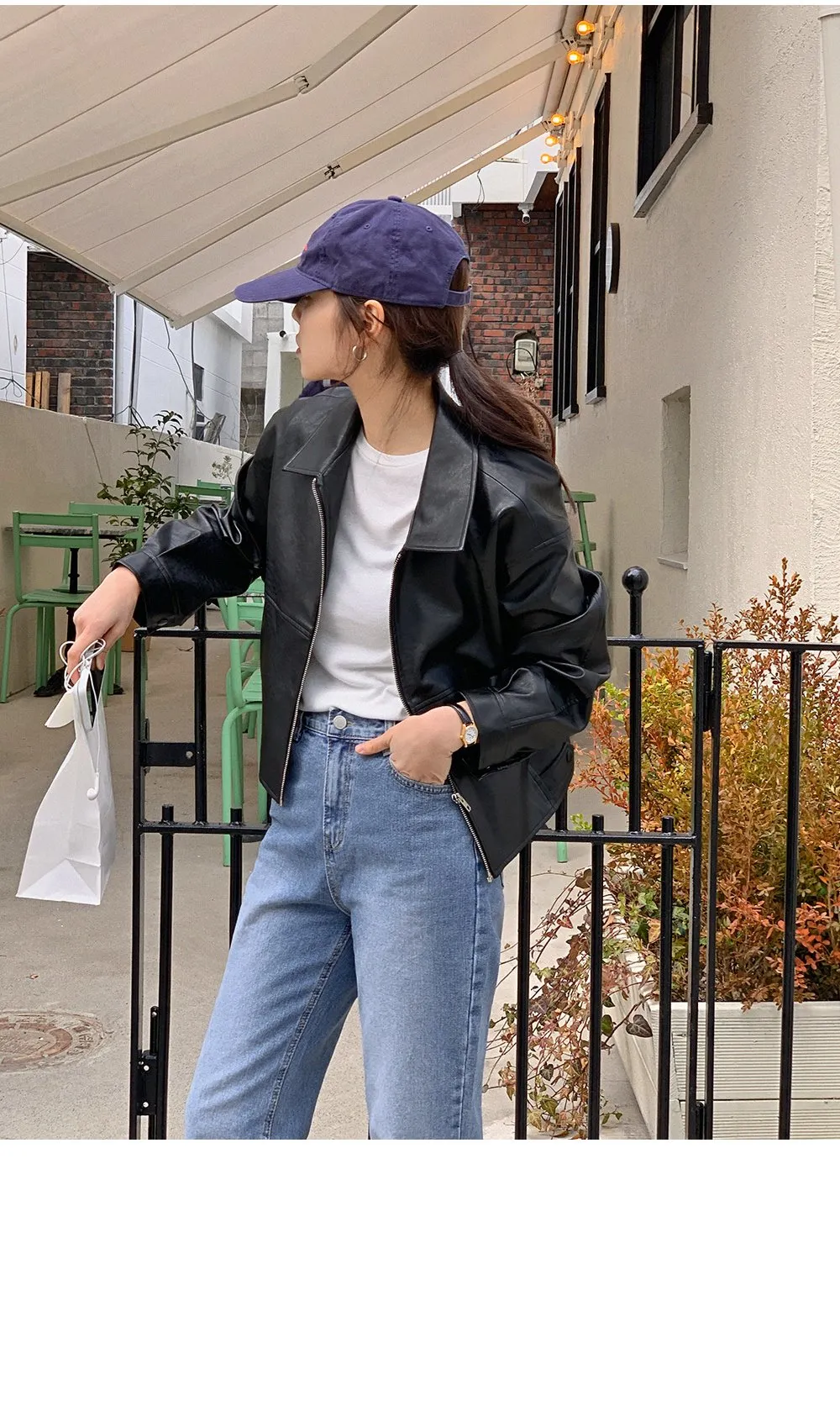 [LOVB] L-1418 카라넥 포켓 가죽 집업자켓