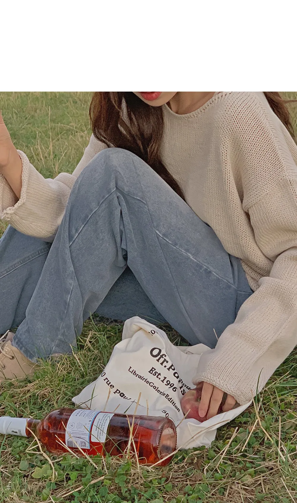 그레이쉬 난스판 빈티지 워싱 세미와이드 데님팬츠