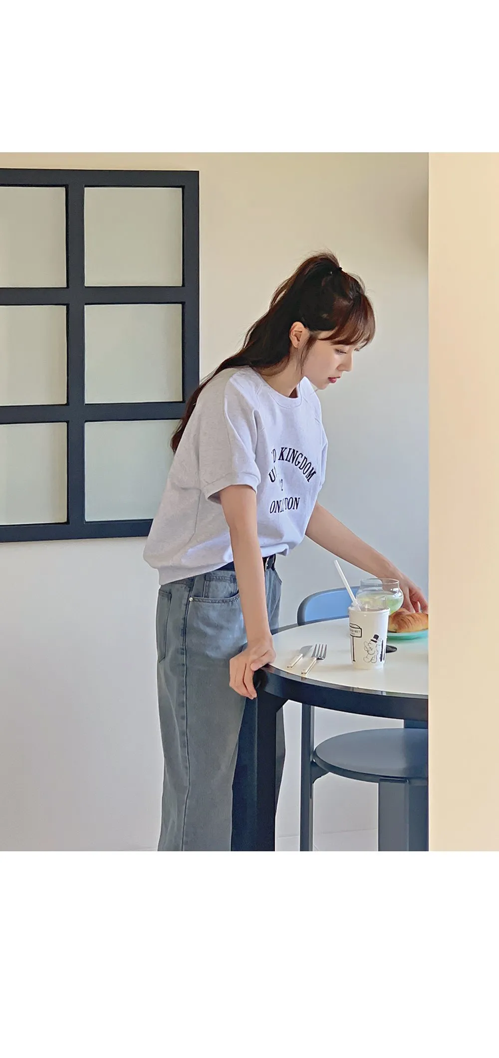 그레이쉬 난스판 빈티지 워싱 세미와이드 데님팬츠