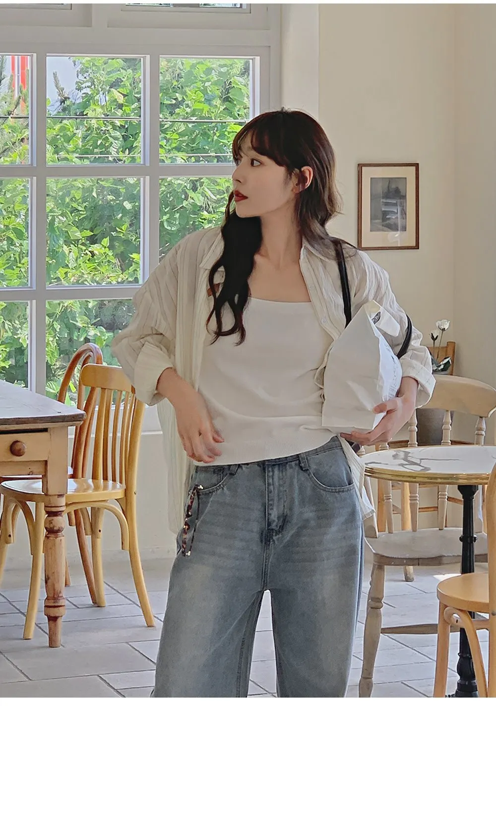그레이쉬 난스판 빈티지 워싱 세미와이드 데님팬츠