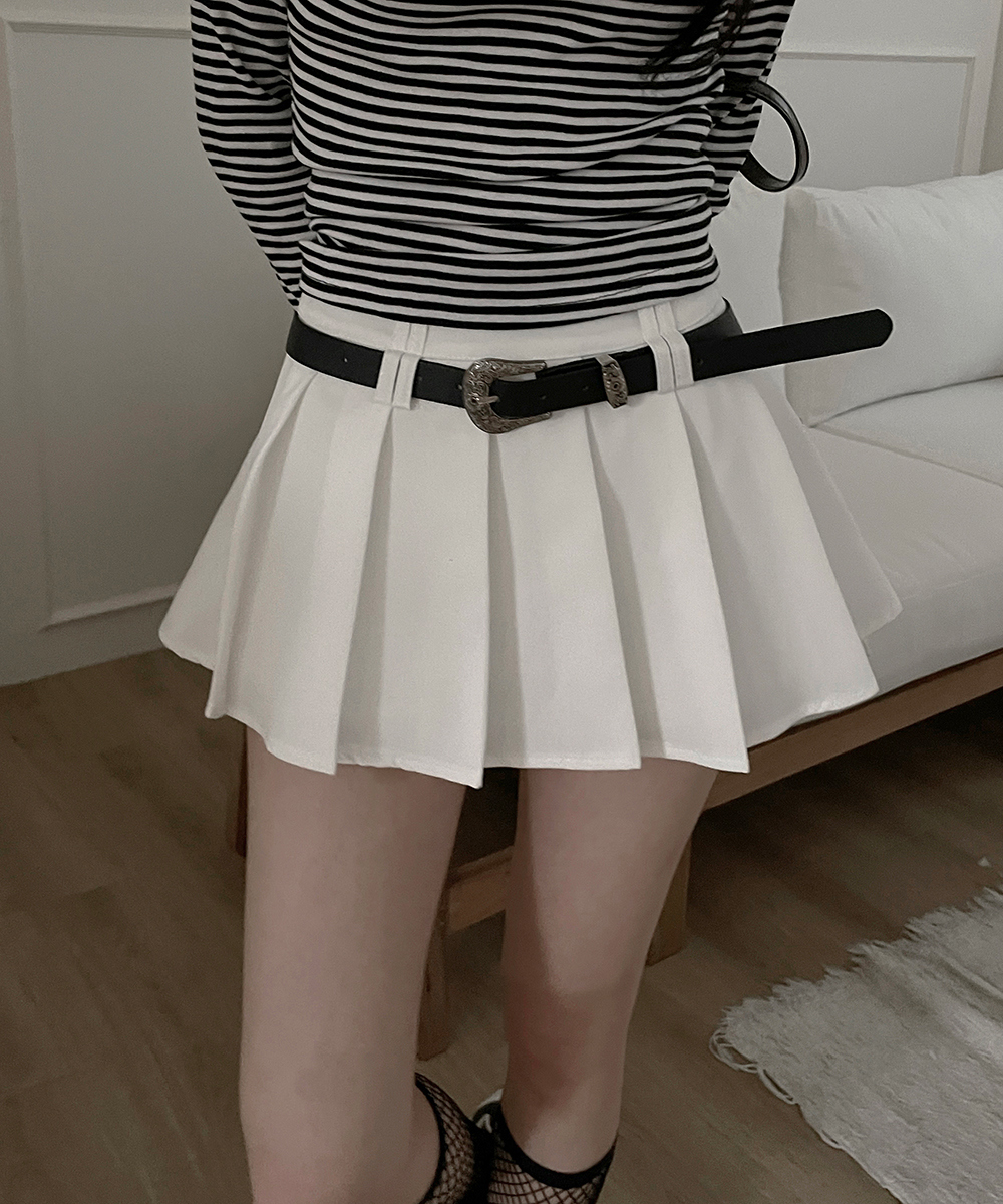 ベルト付ローライズプリーツミニスカートパンツ | レディース