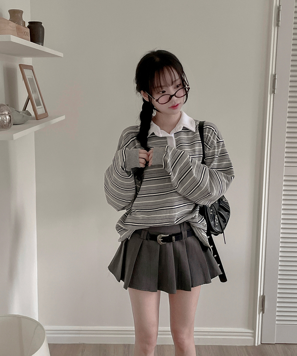 ベルト付ローライズプリーツミニスカートパンツ | レディース