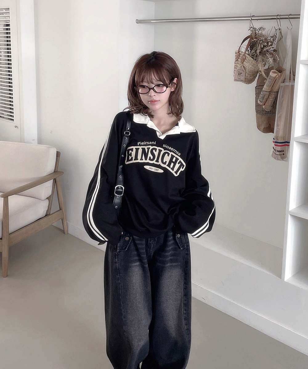 EINSICHT配色ポロカラートラックスウェット | レディースファッション