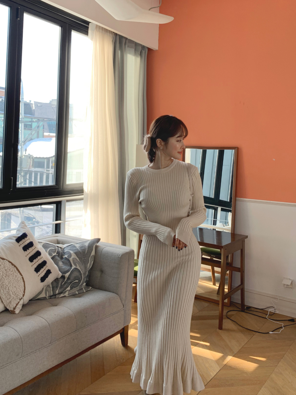 スリムリブニットマーメイドワンピース | レディースファッション通販