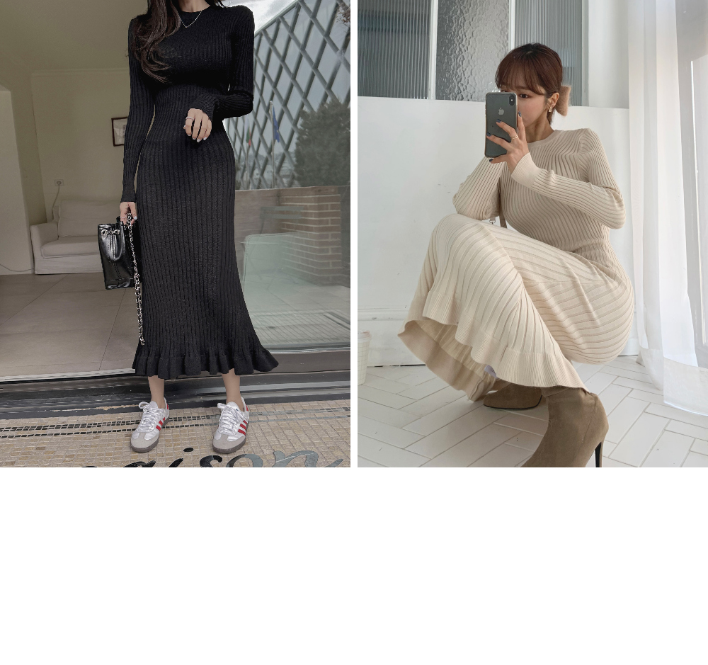 スリムリブニットマーメイドワンピース | レディースファッション通販