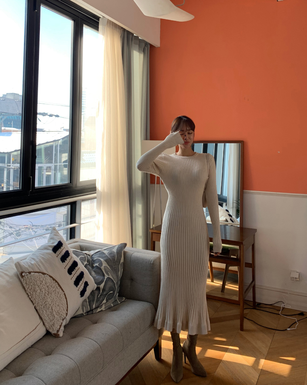 スリムリブニットマーメイドワンピース | レディースファッション通販