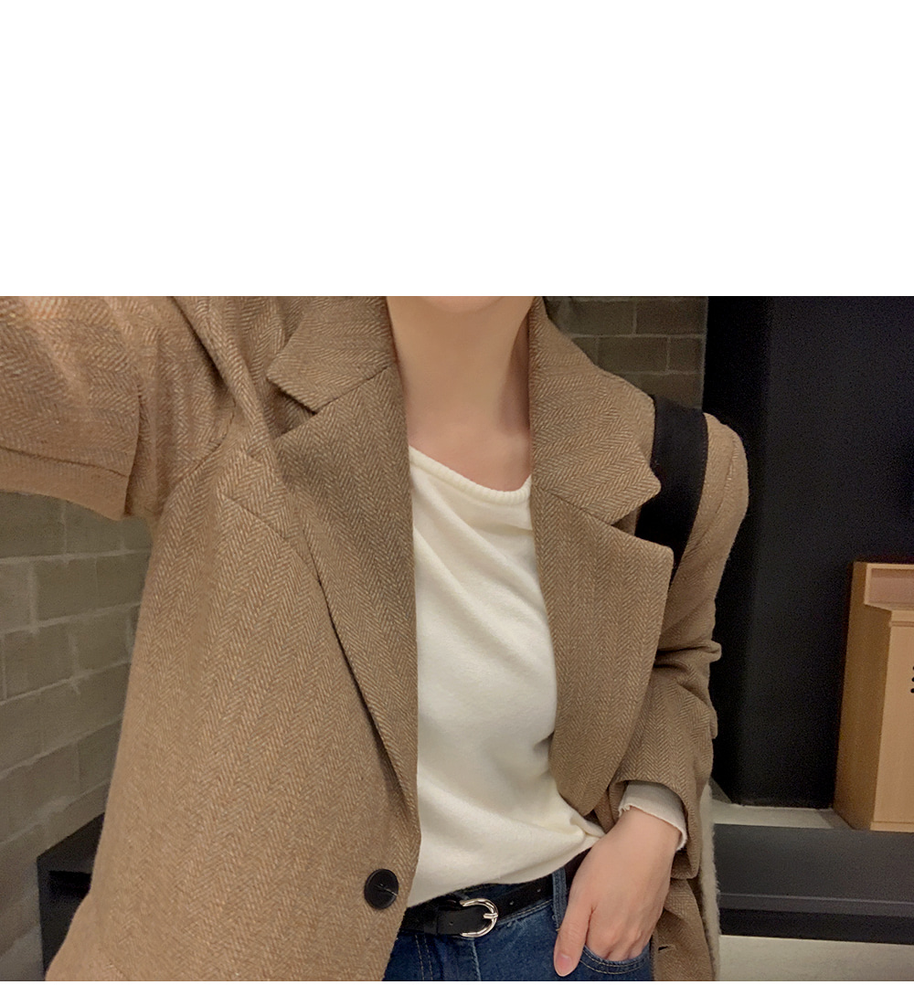 ヘリンボーンショートジャケット ヘリンボーン 襟付き ショート ジャケット コート（その他アウター