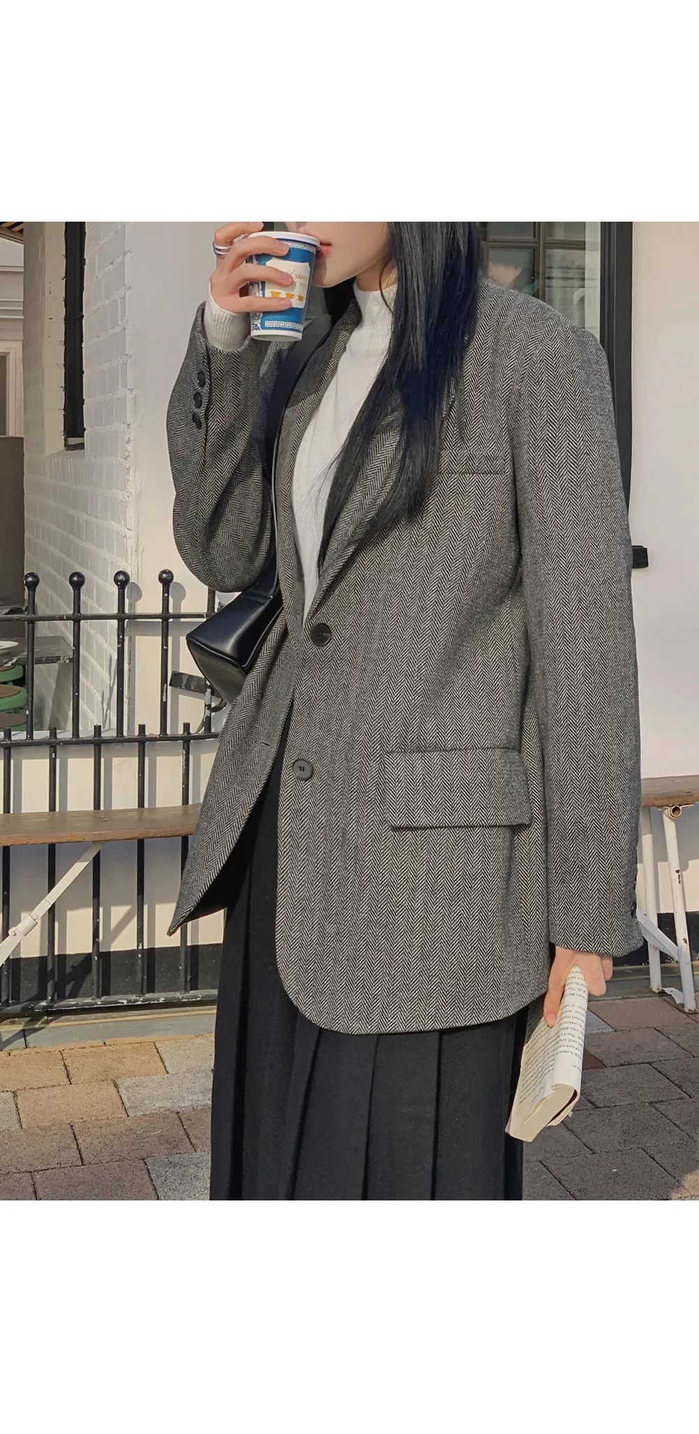 멜티드 헤링본 싱글자켓