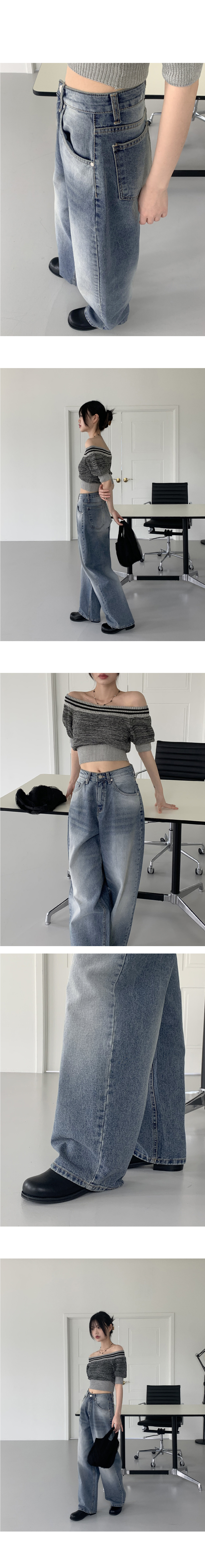 ウォッシュロングワイドデニムパンツ | レディースファッション
