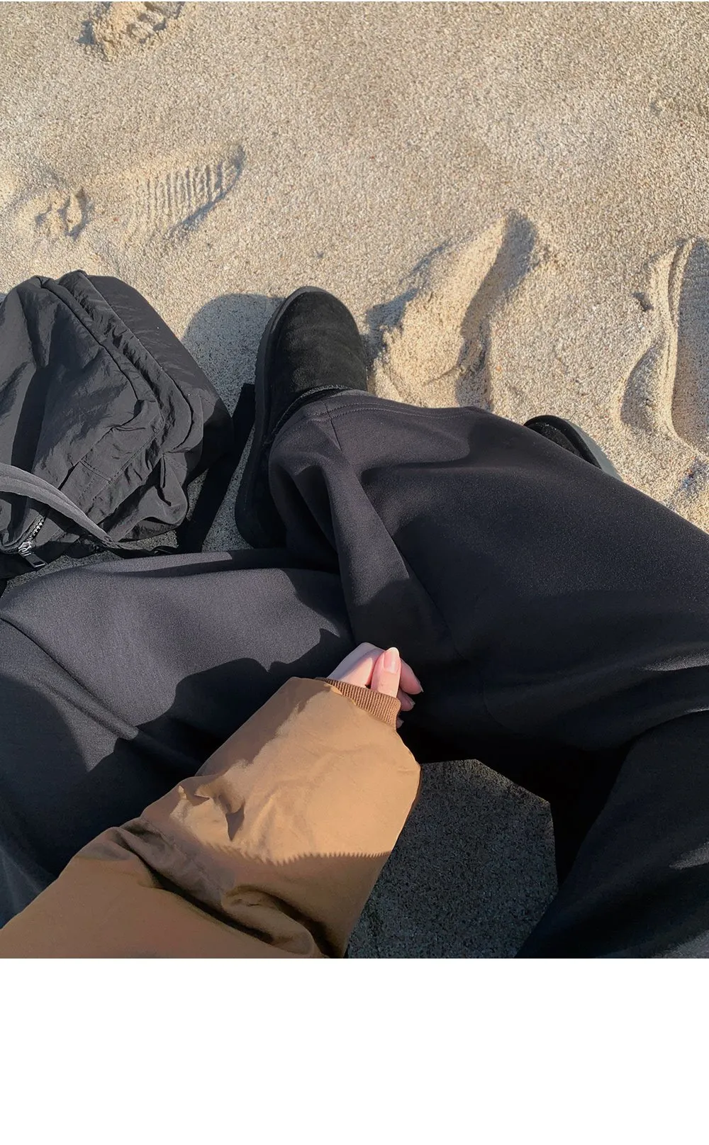 라잇큐 투핀턱 밴딩 와이드팬츠