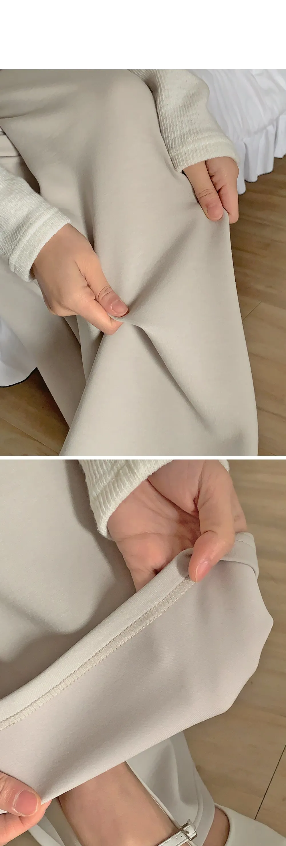 라잇큐 투핀턱 밴딩 와이드팬츠