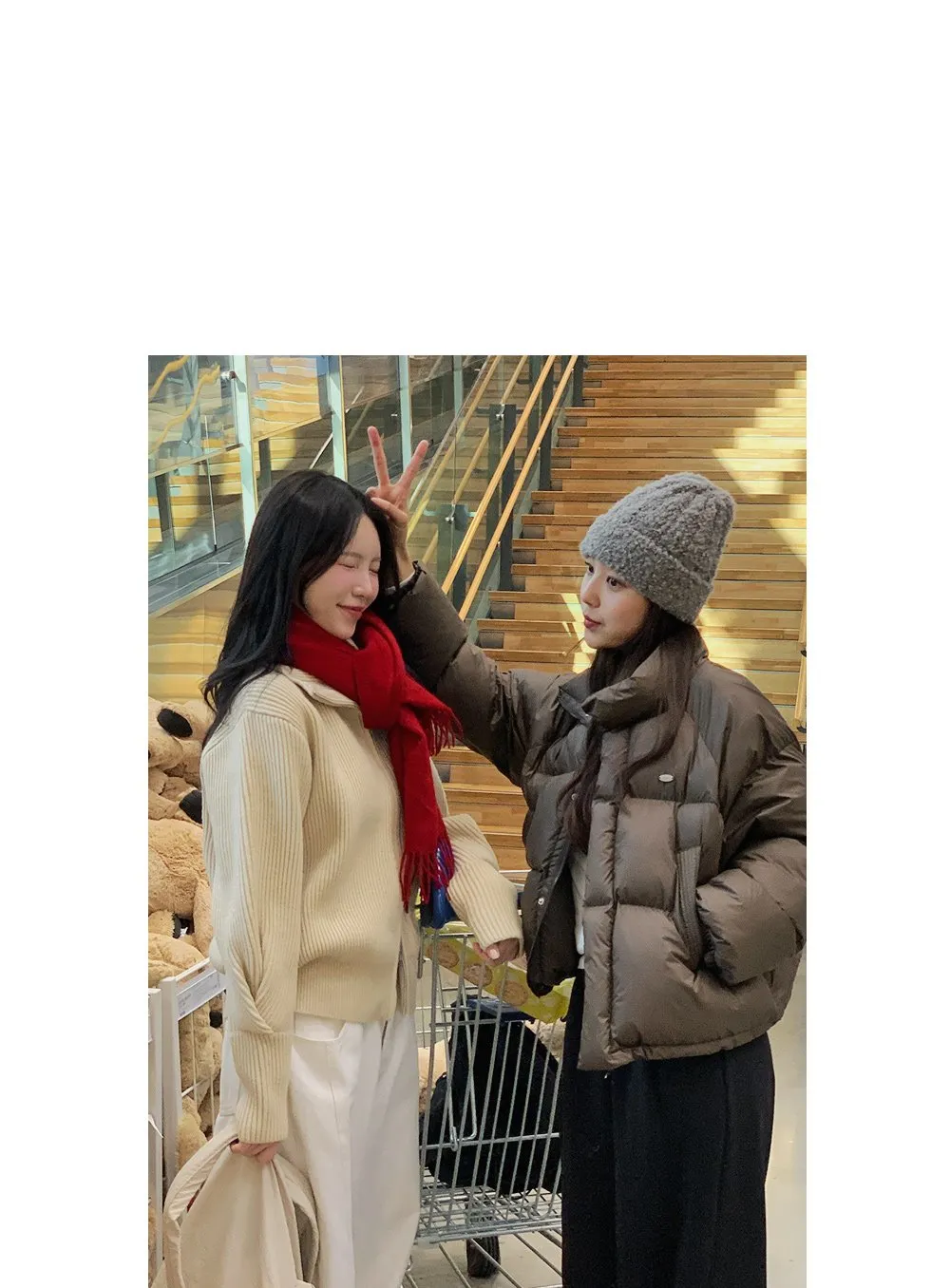 라잇큐 투핀턱 밴딩 와이드팬츠