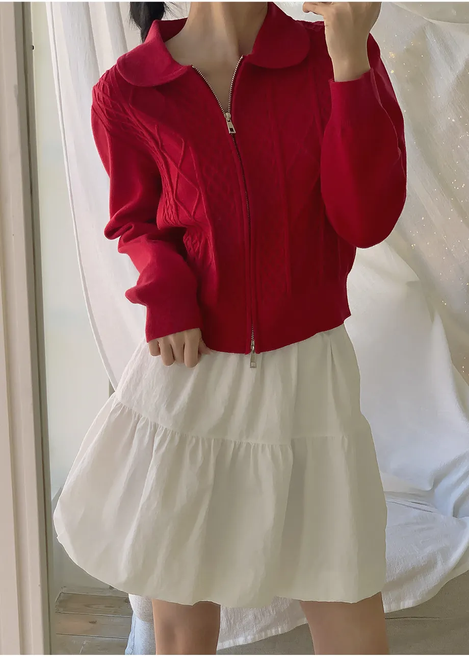 RIRINCO RIRINCO 2WAYケーブルニットジップアップ