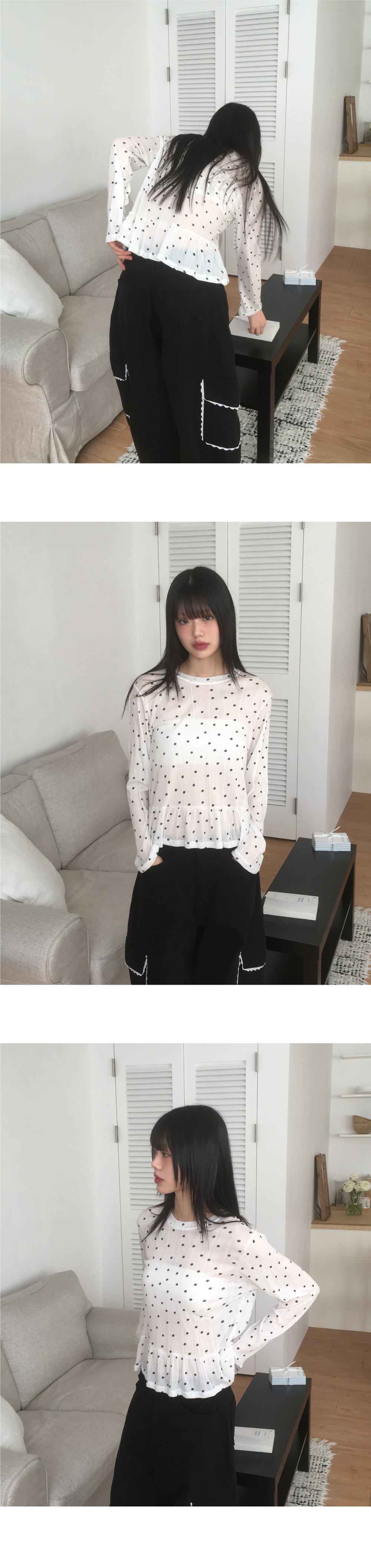 ドットシアーペプラムTシャツ | レディースファッション通販 - DHOLIC
