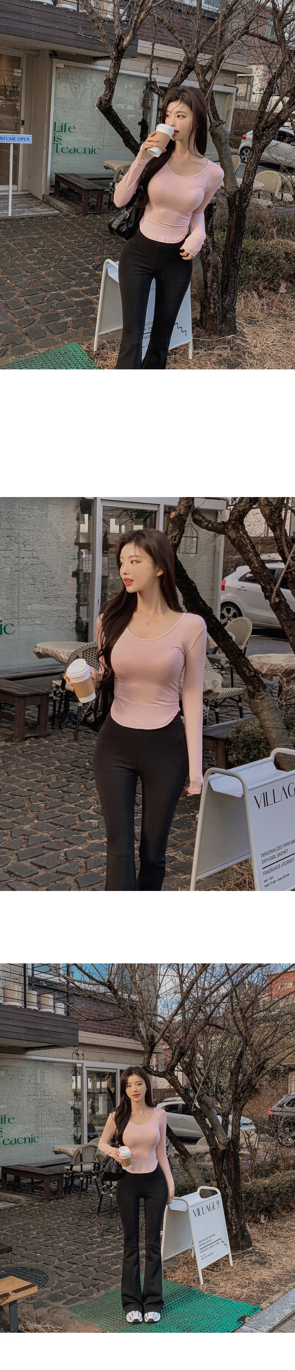 긴팔 티셔츠 모델 착용 이미지-S1L29