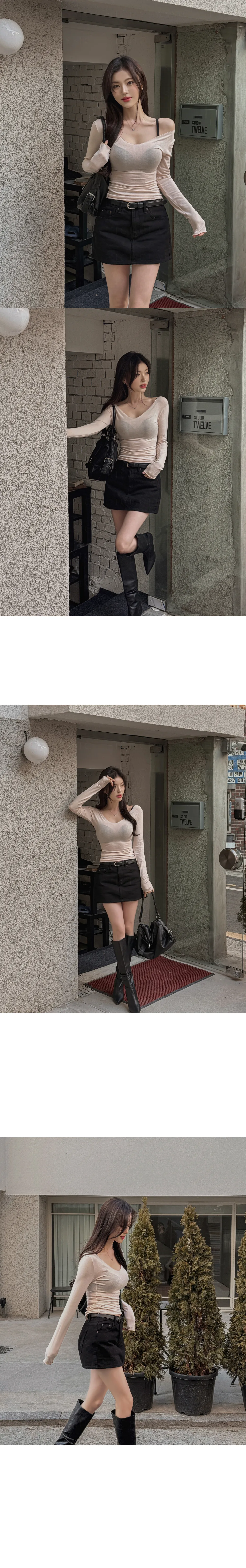 미니 스커트 모델 착용 이미지-S1L48