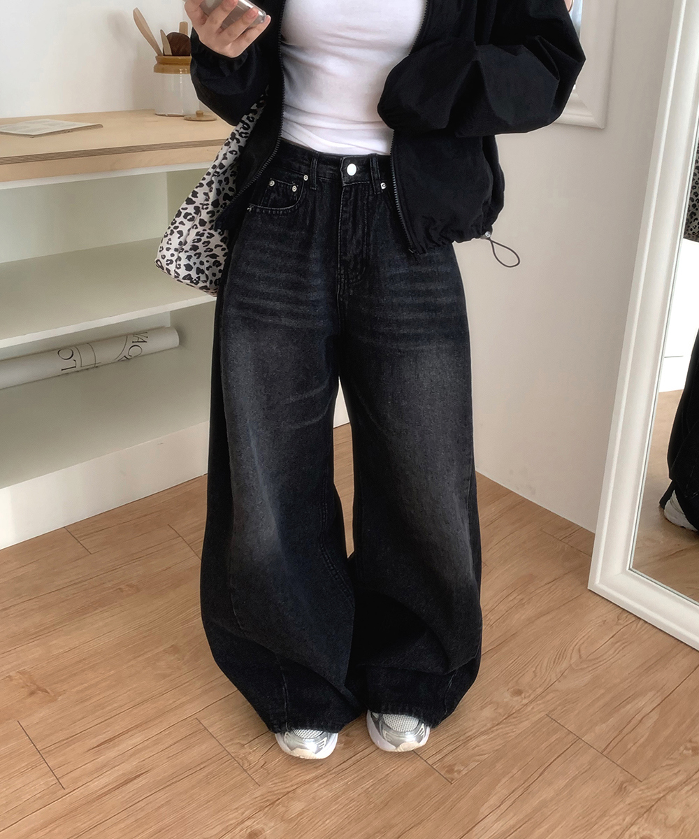 ビンテージサイドタックワイドデニムパンツ | レディースファッション
