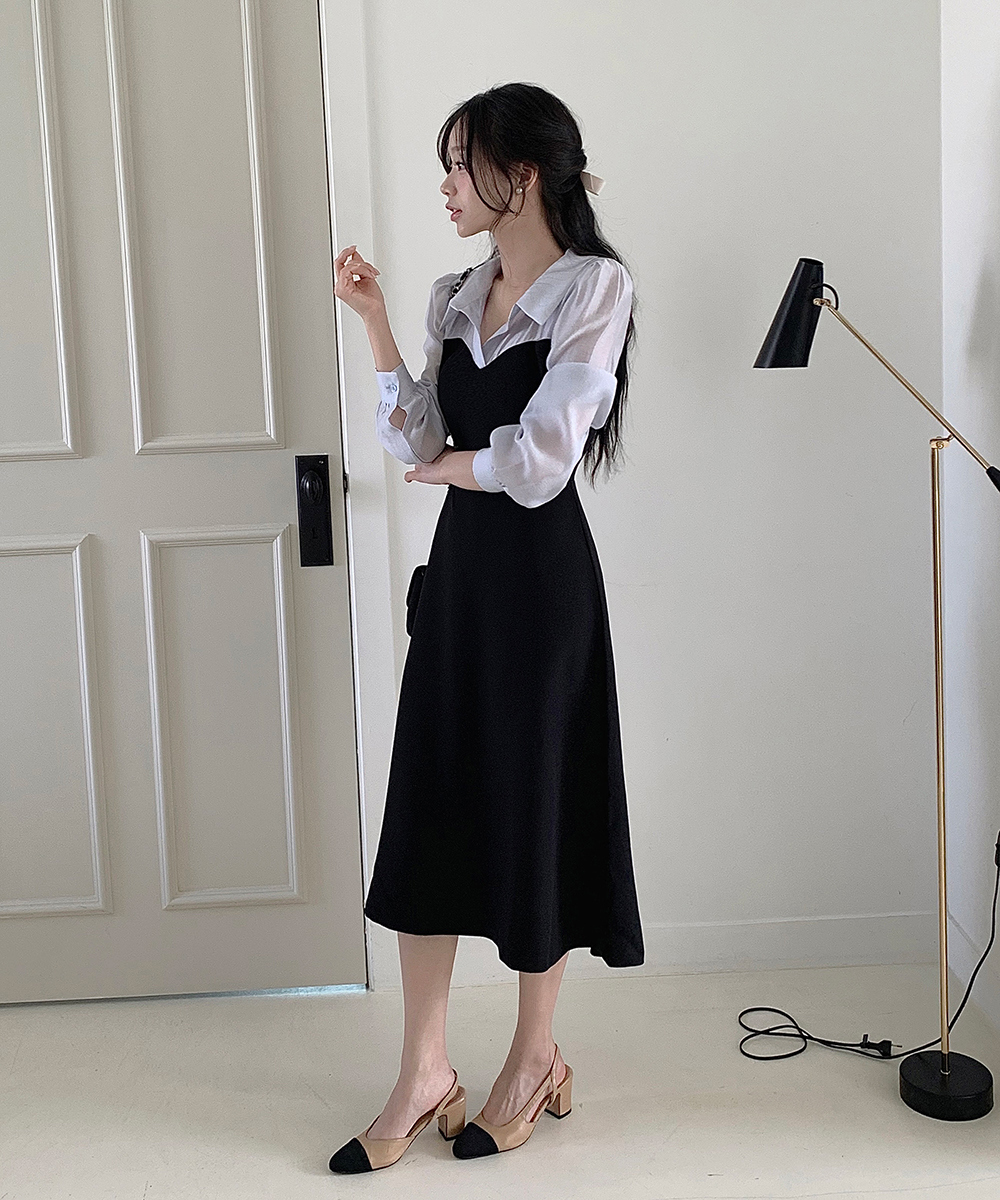 シフォンブラウスドッキングワンピース | レディースファッション通販