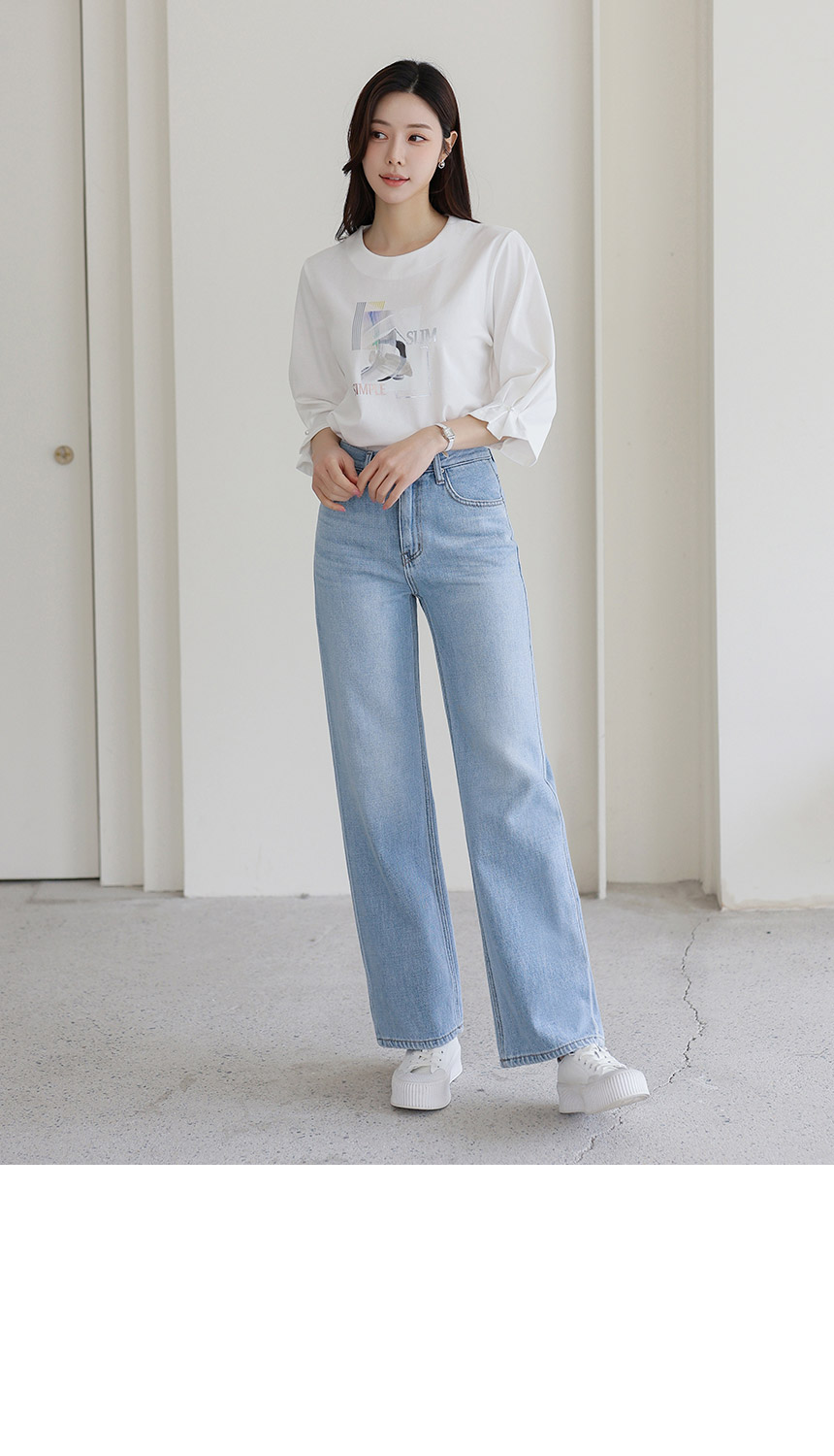 セミワイドブルーデニムパンツ | レディースファッション通販 - DHOLIC