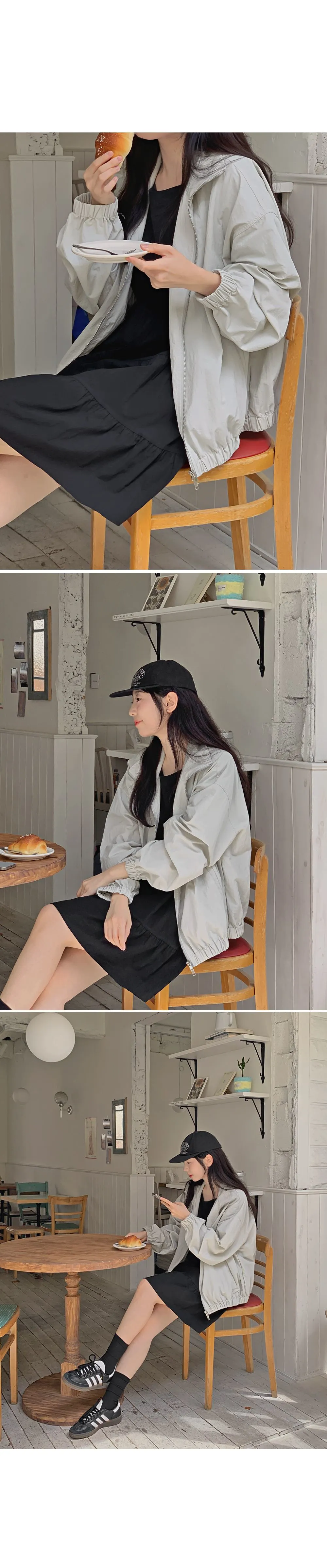 디토 밑단밴딩 오버핏 나일론 점퍼