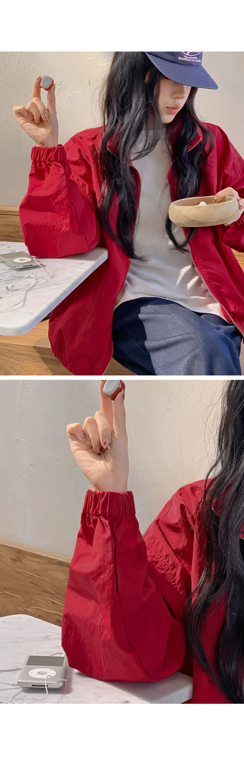 디토 밑단밴딩 오버핏 나일론 점퍼
