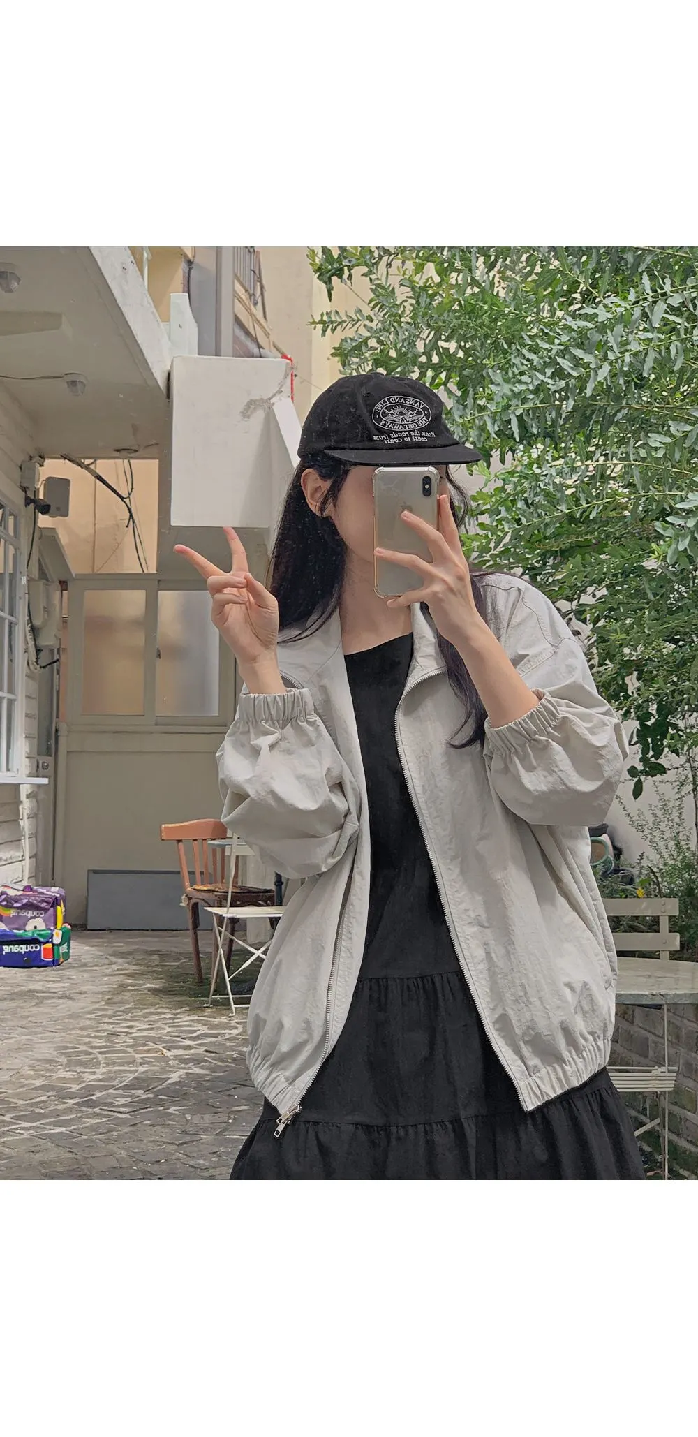 디토 밑단밴딩 오버핏 나일론 점퍼