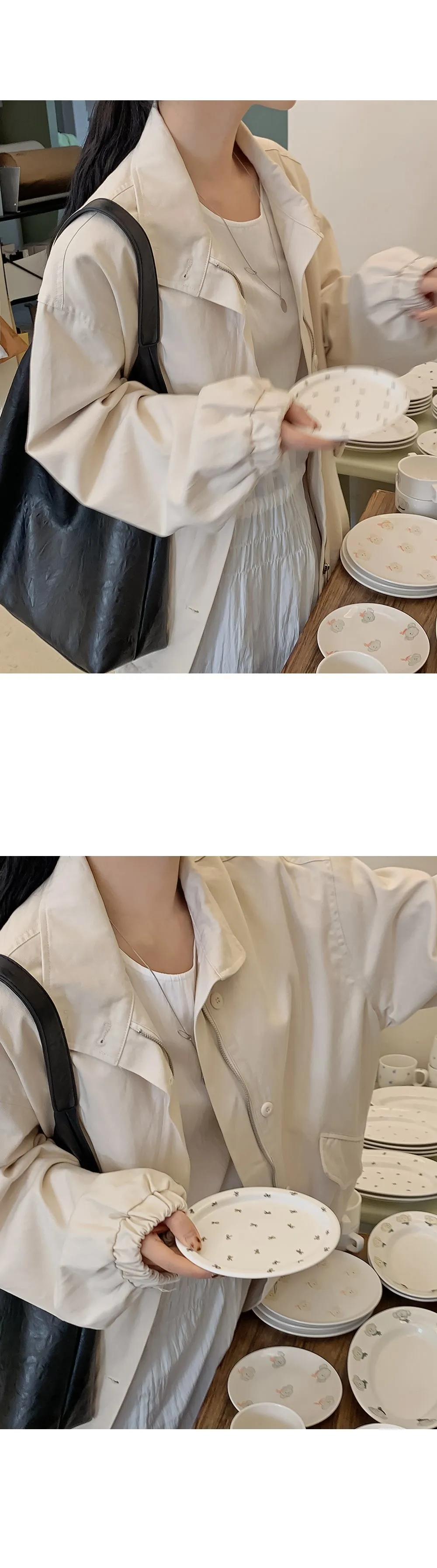 켄즈비 오버핏 하이넥 코튼 야상점퍼