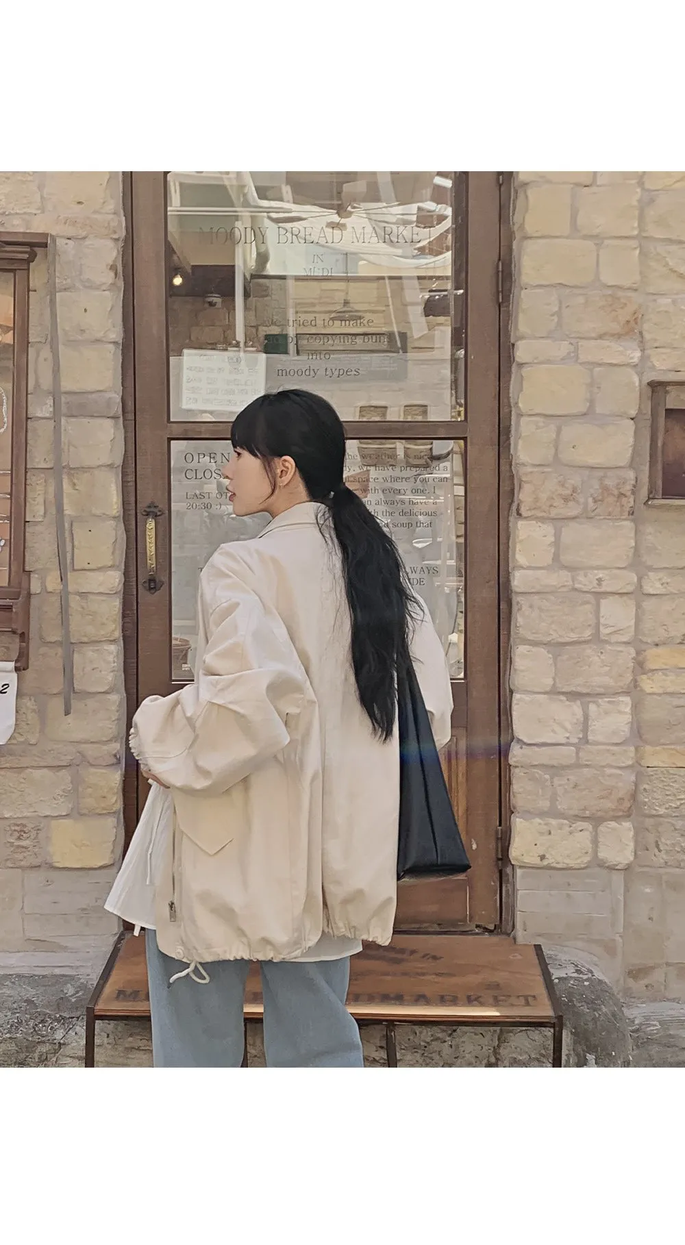 켄즈비 오버핏 하이넥 코튼 야상점퍼