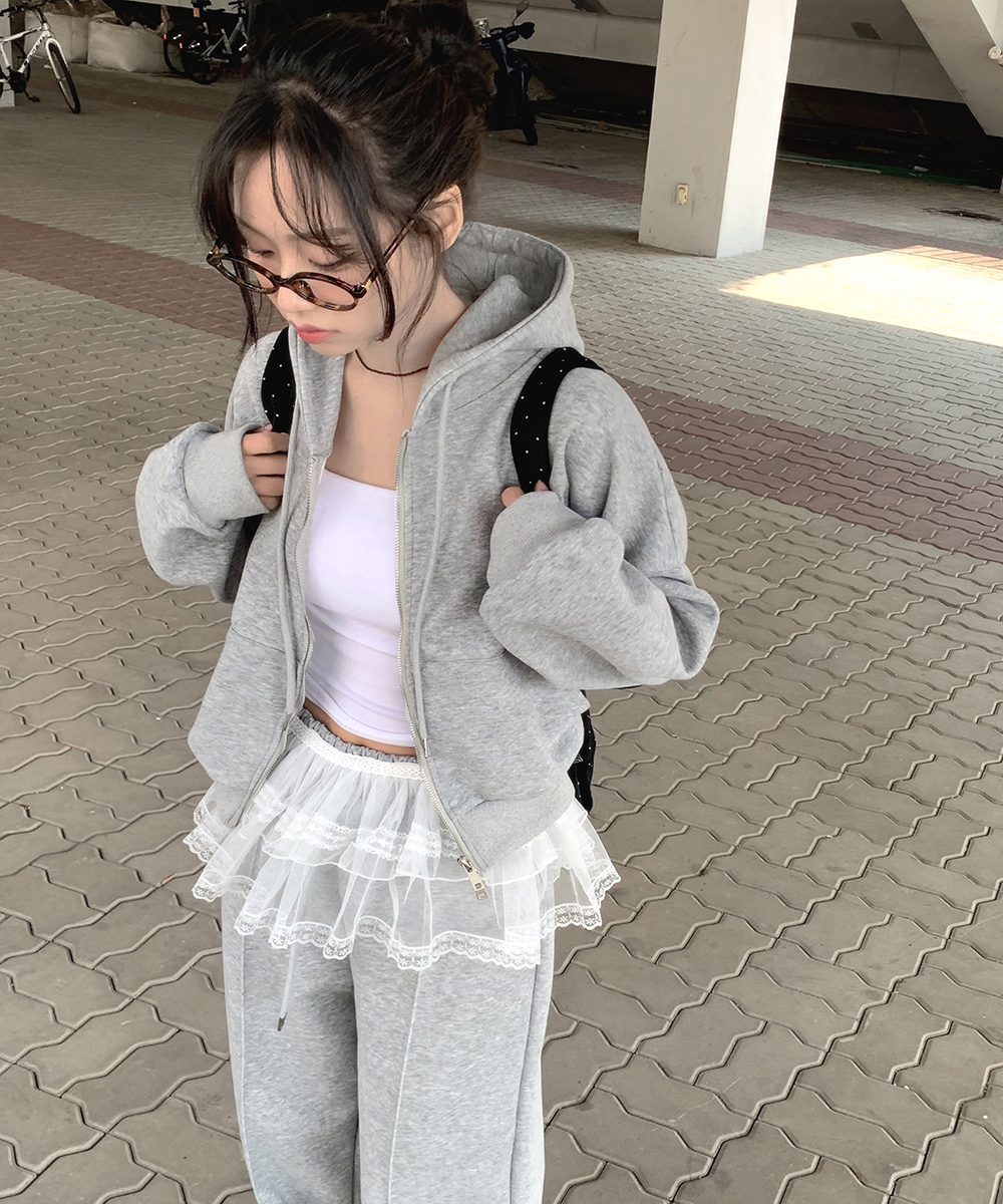 ゆかり様センターラインスウェットパンツ& ペプラムダブルジップパーカー ダブルジップパーカー&2WAYセンターラインパンツSET | レディース