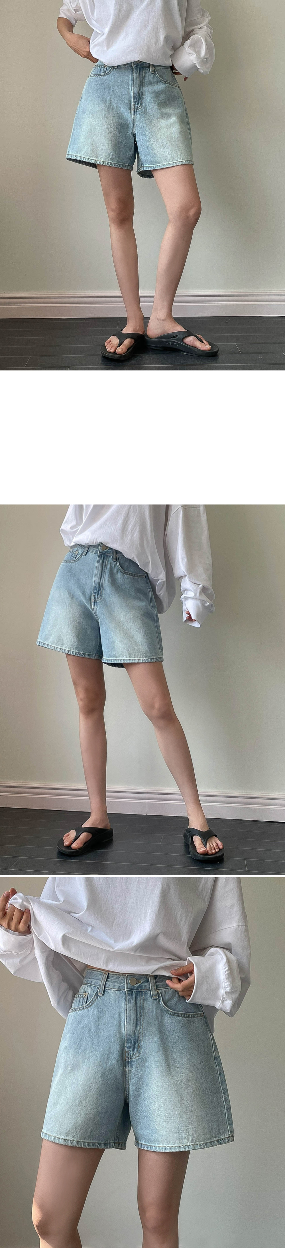 ウォッシングショートデニムパンツ | レディースファッション
