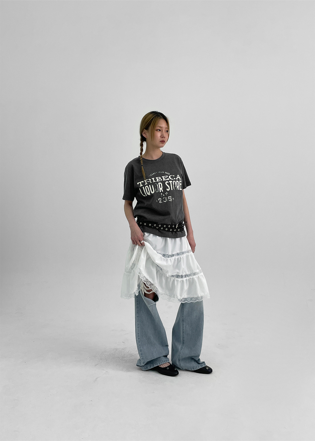tシャツ ピグメントダイカットオフTシャツ クロップドTシャツ 半袖Tシャツ レディース ブロークコア半袖ワイドTシャツレディース クロップド丈 ロゴ