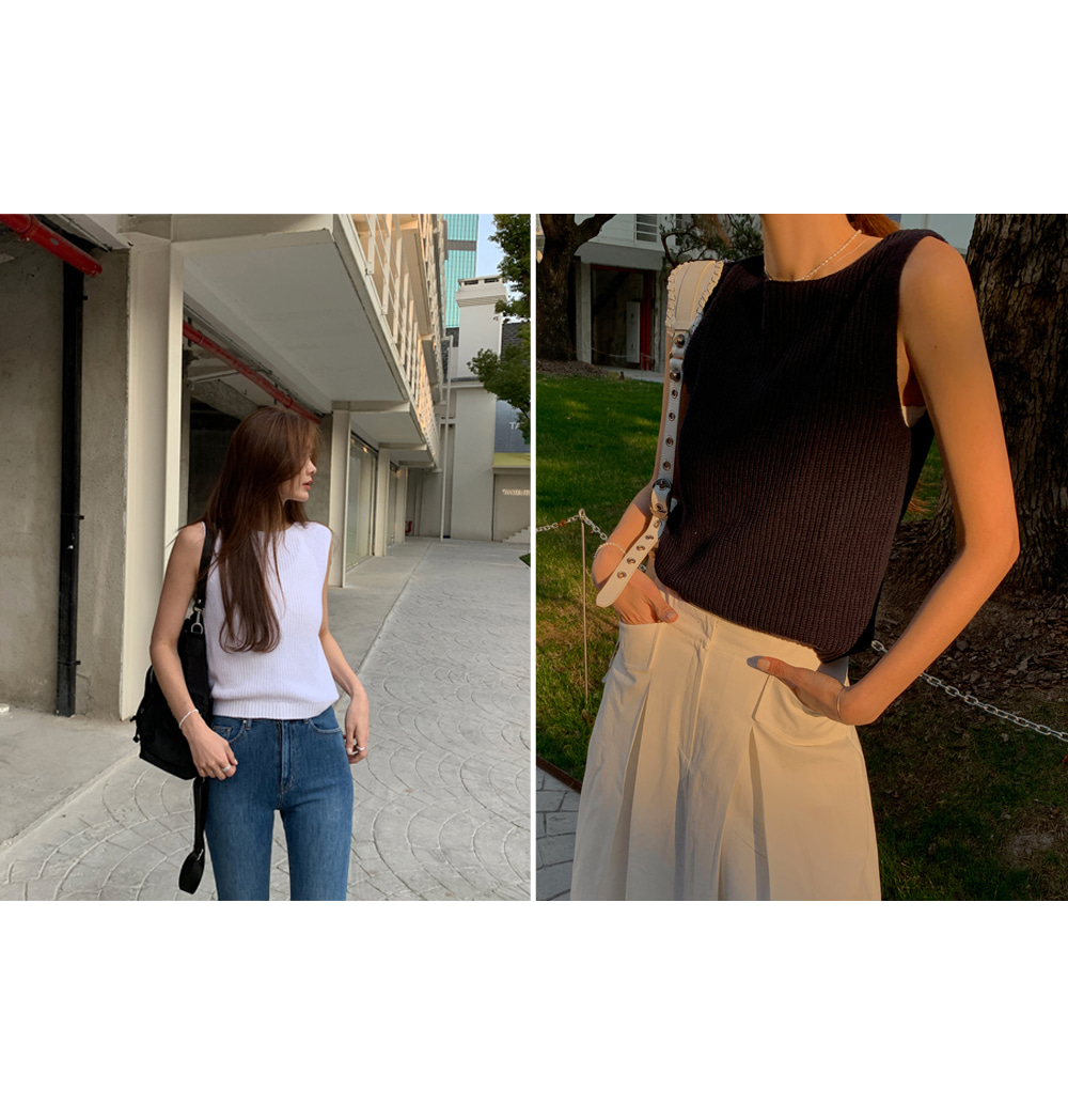 ボートネックニットノースリーブ | レディースファッション通販 - DHOLIC