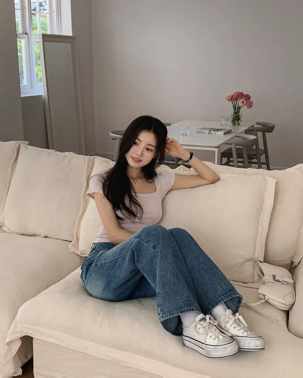바지 모델 착용 이미지-S1L143