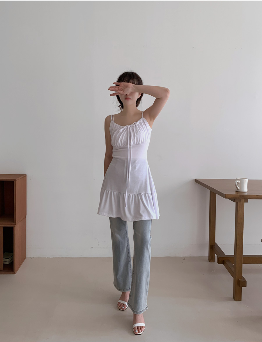 【美品】CABAN ブルー キャミワンピース ドローストリング 吸水速乾】バルーンドロストキャミワンピース | 小柄・低身長