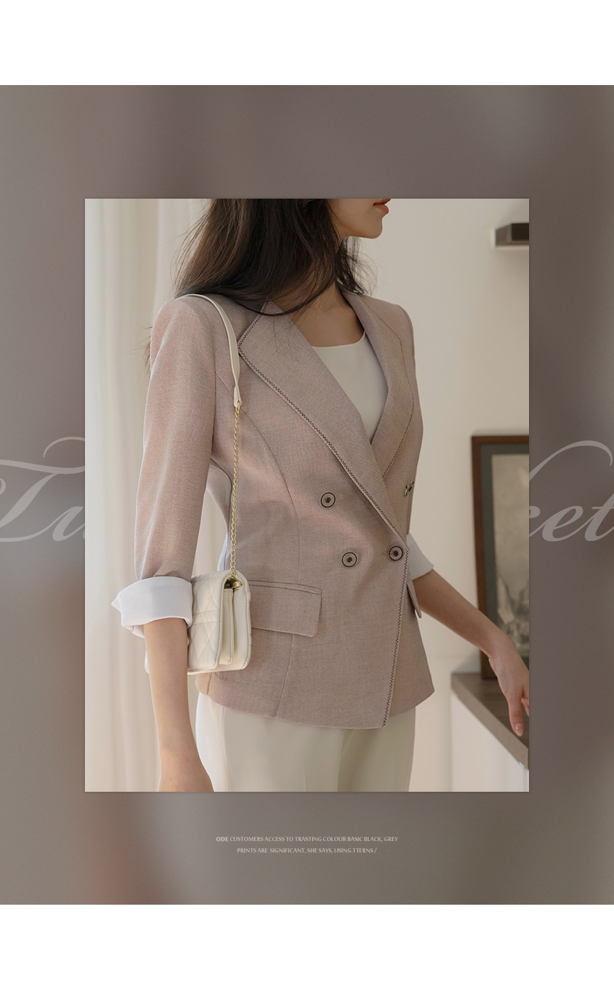 配色肩パッドツーボタンジャケット | レディースファッション通販 - DHOLIC