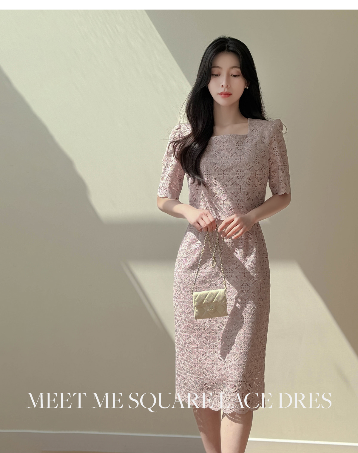 KAREN MILLEN ミディドレス ワンピース スクエア 半袖 無地 スクエアネック半袖ミディレースワンピース | レディース