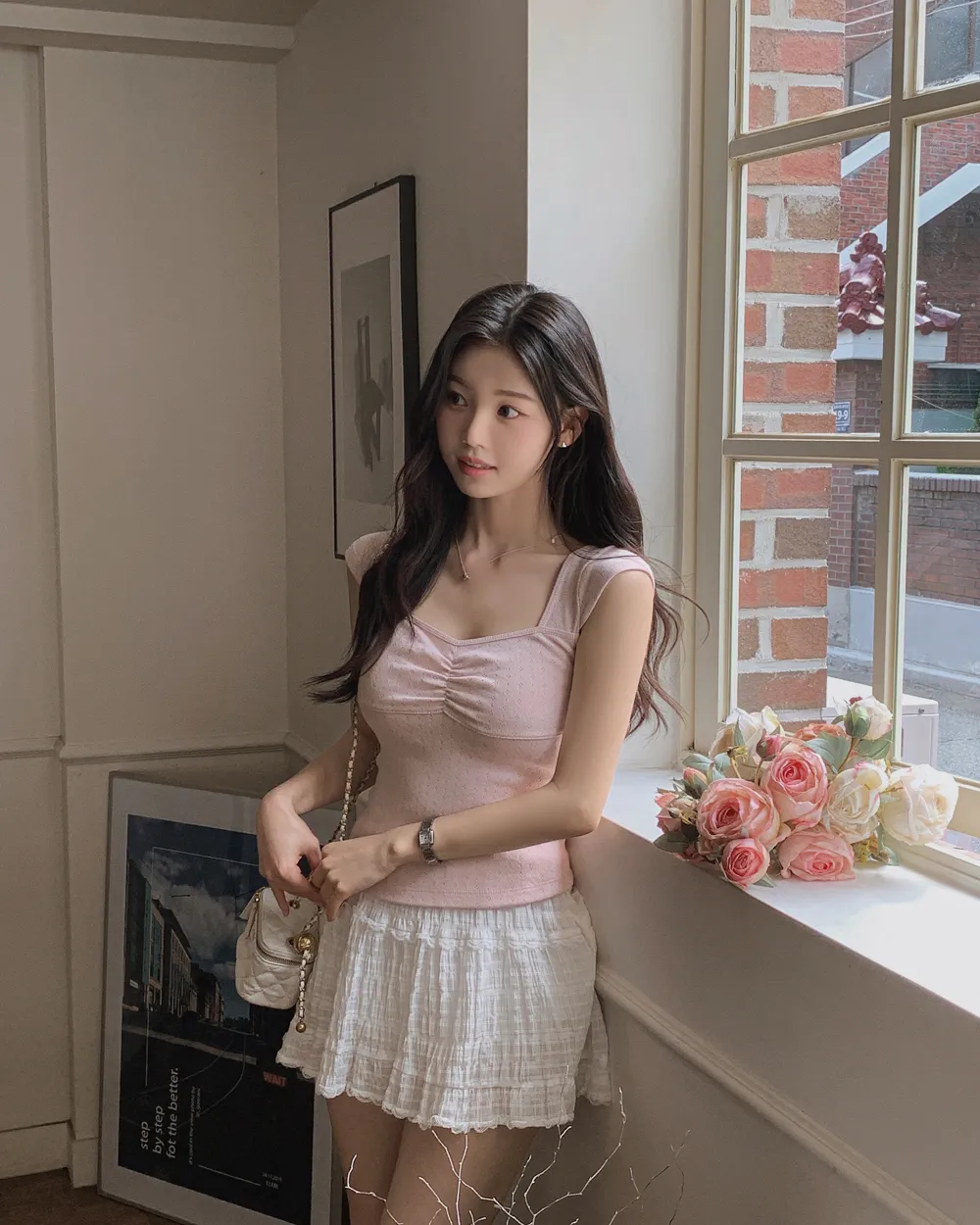 미니 스커트 모델 착용 이미지-S1L50