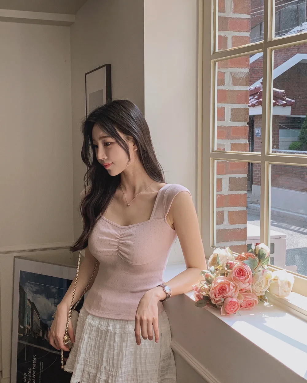 미니 스커트 모델 착용 이미지-S1L58