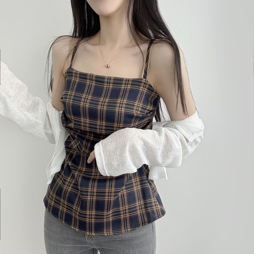ブラウス シャツ シャーリングチェックキャミOP レディース セール】シャーリングチェックキャミOP（シャツ/ブラウス）｜w