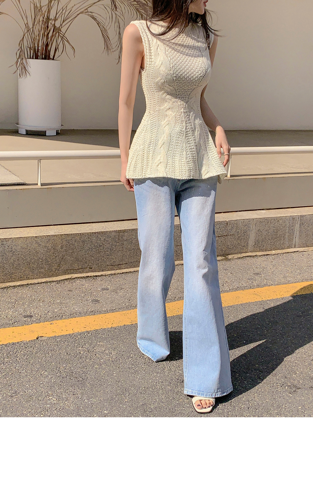 ストレートワイドライトブルーデニムパンツ | レディースファッション