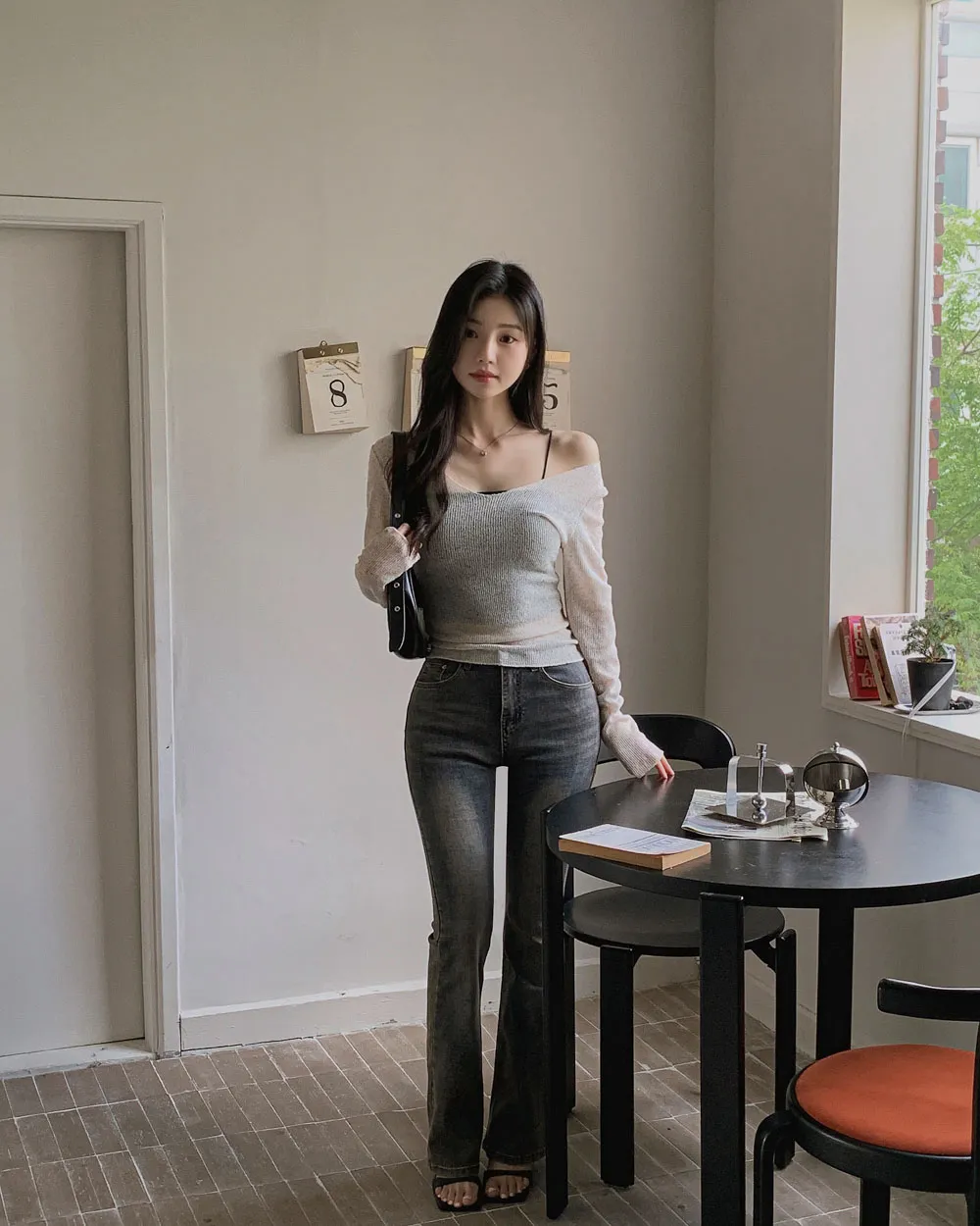 긴팔 티셔츠 모델 착용 이미지-S1L107