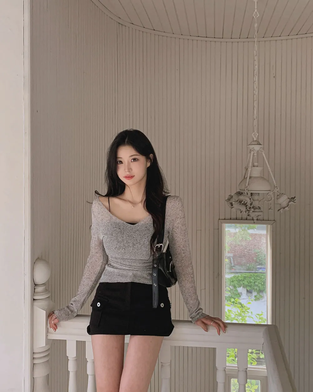 긴팔 티셔츠 모델 착용 이미지-S1L73