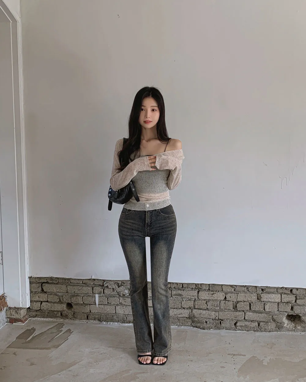 긴팔 티셔츠 모델 착용 이미지-S1L91