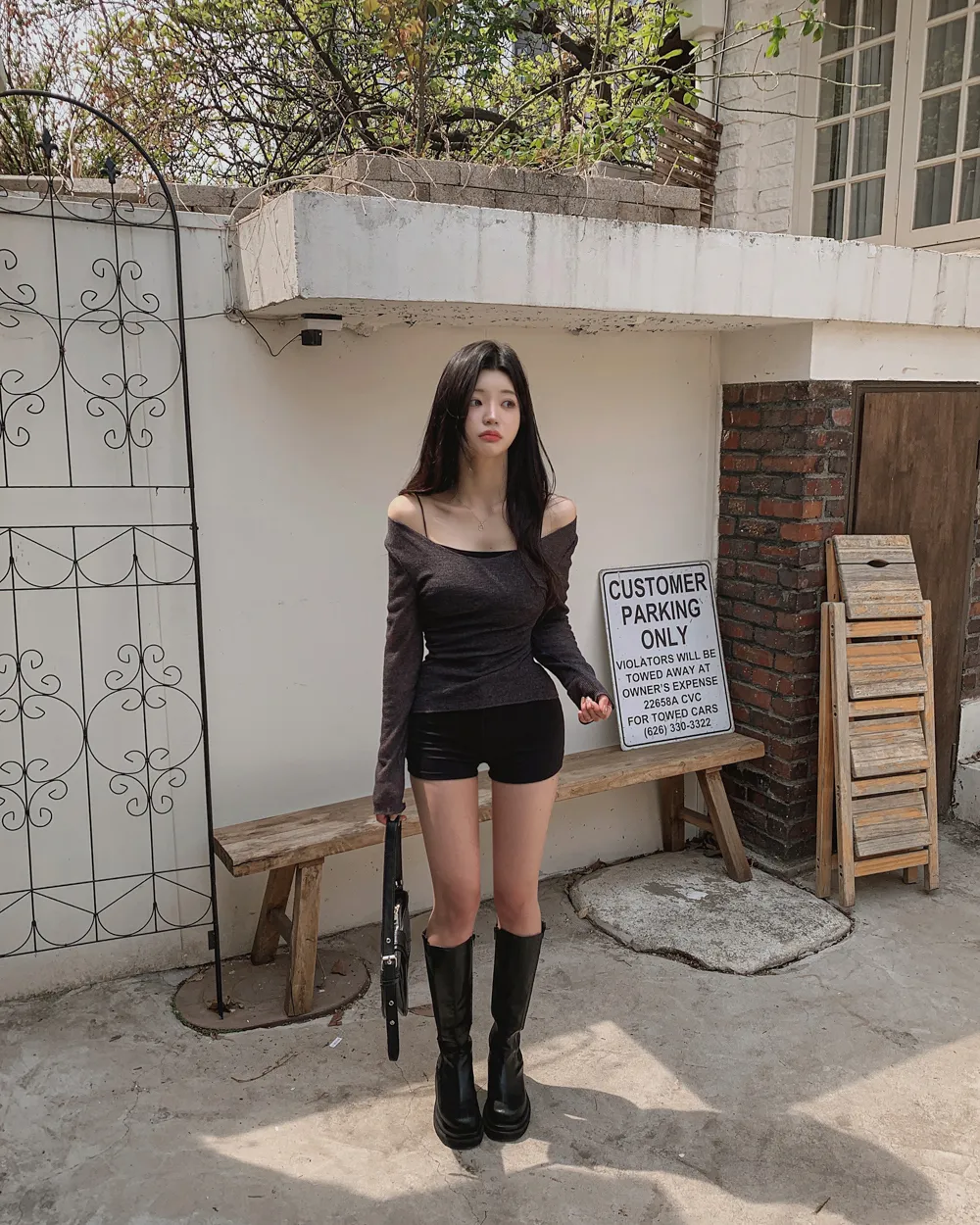 긴팔 티셔츠 모델 착용 이미지-S1L34