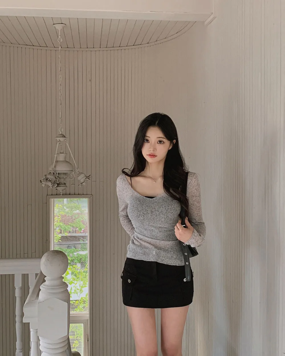 긴팔 티셔츠 모델 착용 이미지-S1L89