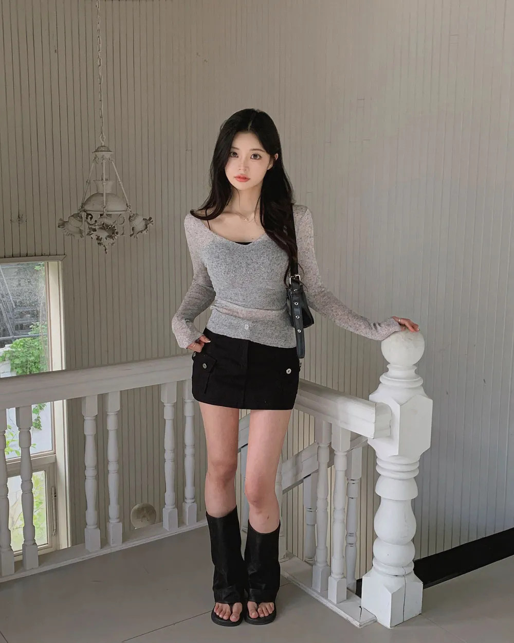 긴팔 티셔츠 모델 착용 이미지-S1L83