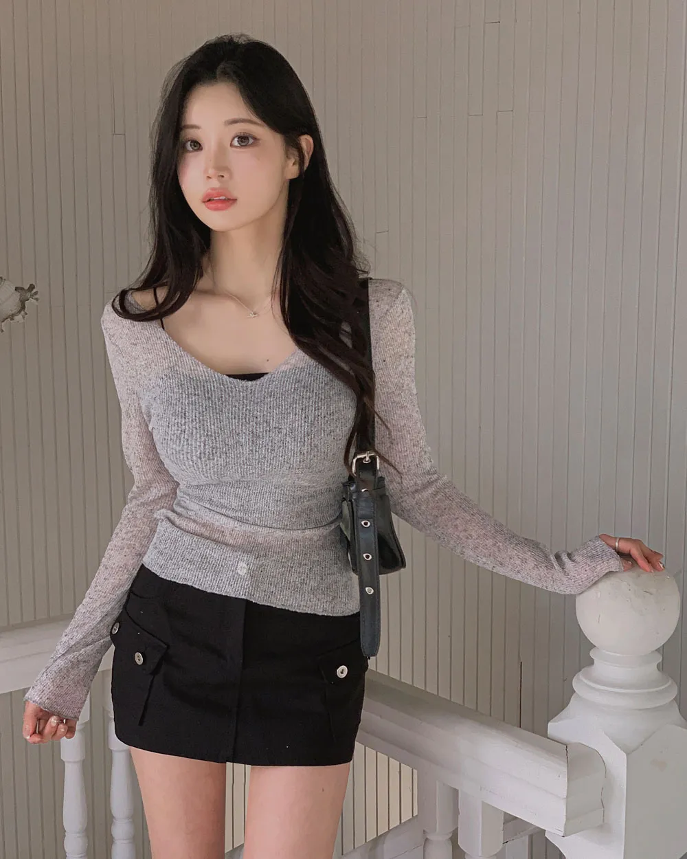 긴팔 티셔츠 모델 착용 이미지-S1L70